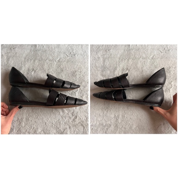 Vince Neves D'orsay Structured Leather Contemporary Woven Flats Black Sz 7 - Picture 5 of 14